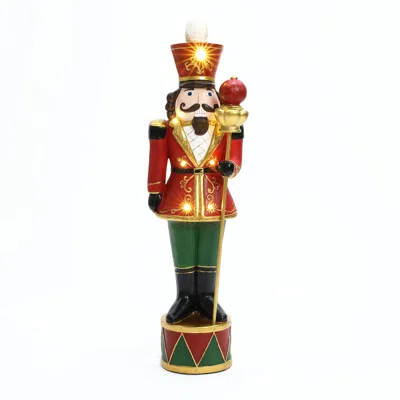 Luxenhome Traditional Nutcracker King In Red With Lights, 2ft Tall In Multi