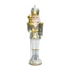 Luxenhome Traditional Nutcracker King In White With Lights, 3ft Tall In Multi