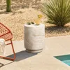 Luxenhome Travertine-style Round Textured Mgo Side Table In Neutral