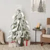 Luxenhome Unlit Potted Christmas Tree With White Tips,4ft In White