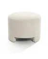 Luxenhome Upholstered Cream Modern Round Ottoman In Cream,brown