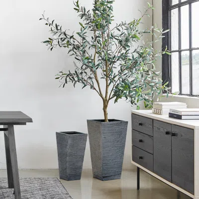 Luxenhome Urbano Textured Indoor/outdoor Planter, Tall, Set Of 2 In Gray