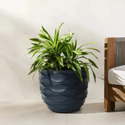 Luxenhome Waves Indoor/outdoor Planter, Midnight Blue In Gray