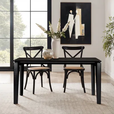 Luxenhome Wenge In Ash Veneer Wood Rectangle Dining Table With Rubberwood Legs In Black