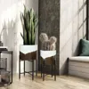 Luxenhome White And Brown Metal Indoor Planters With Stand, Set Of 2 In Multi