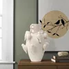 Luxenhome White Ceramic Vase Birds Vase, 14.4" H In White