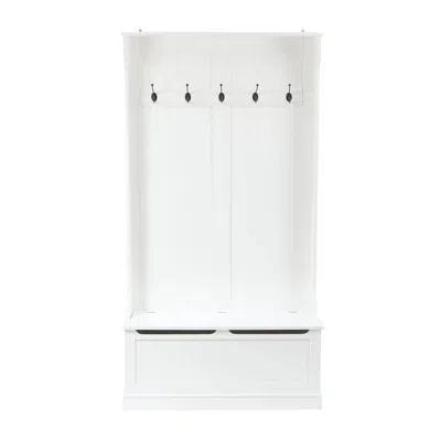 Luxenhome White Mdf Hall Tree With Storage Bench