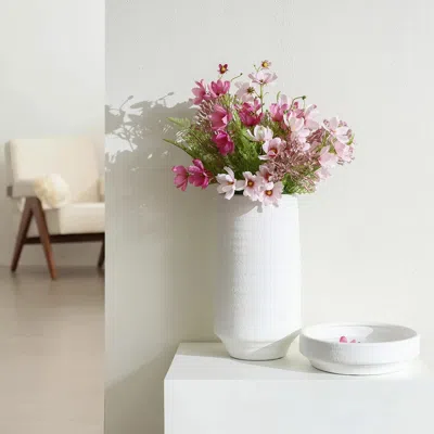 Luxenhome White Tall Terracotta Vase, 16.1"