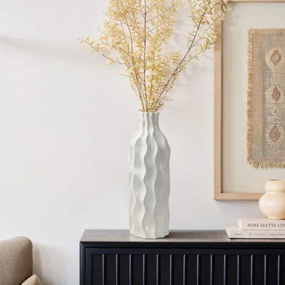 Luxenhome White Wave Ceramic Vase Tall Vase