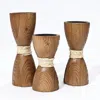 Luxenhome Wood Candle Holder, Set Of 3 In Brown