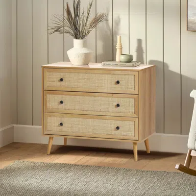 Luxenhome Zahra 3-drawer Rattan Dresser In Neutral