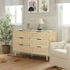 Luxenhome Zahra 6-drawer Rattan Dresser In Neutral