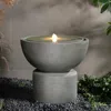 Luxenhome Zen Bubbler Water Fountain With Lights –  Gray Resin Design In Gray