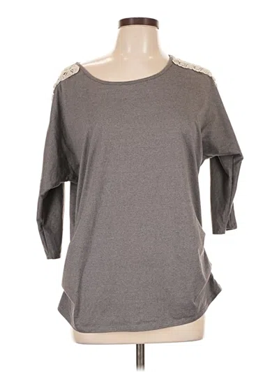 Pre-owned Luxology 3/4 Sleeve Top Gray Boatneck Tops