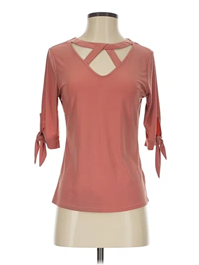 Pre-owned Luxology 3/4 Sleeve Top Pink Keyhole Neckline Tops
