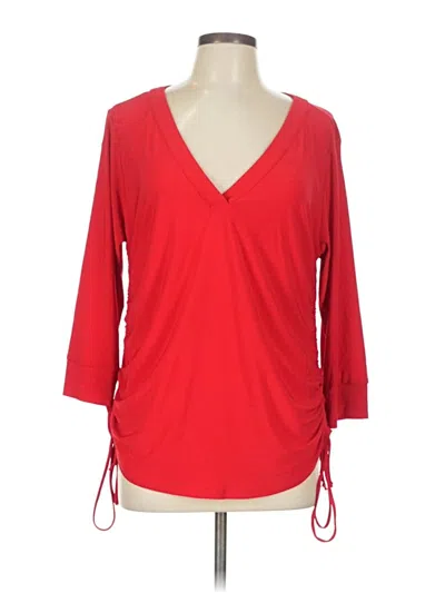 Pre-owned Luxology 3/4 Sleeve Top Red V Neck Tops