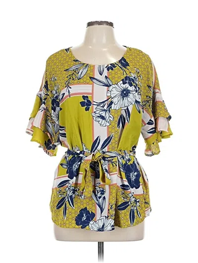 Pre-owned Luxology Short Sleeve Blouse In Yellow