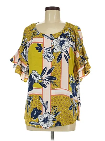 Pre-owned Luxology Short Sleeve Blouse In Yellow