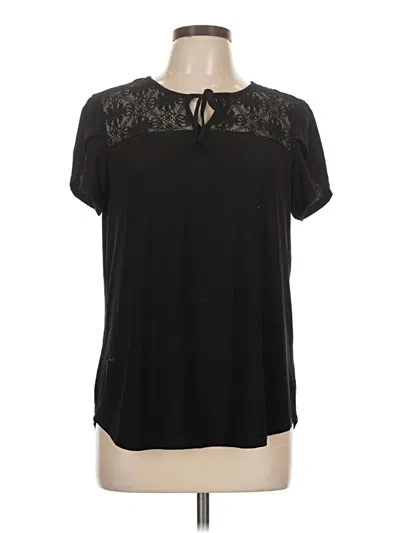 Pre-owned Luxology Short Sleeve Top Black Keyhole Neckline Tops