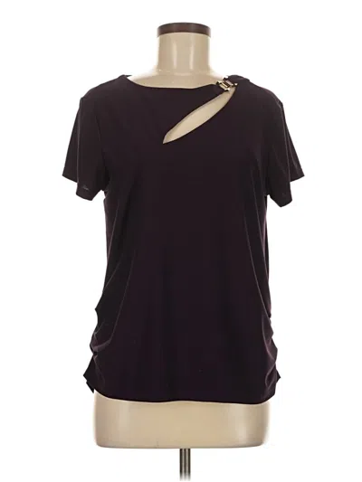 Pre-owned Luxology Short Sleeve Top Burgundy Keyhole Neckline Tops