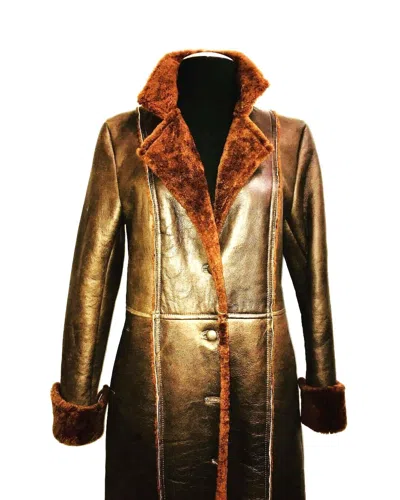 Pre-owned Luxor Leathers And Furs Shearling Fitted Coat Gorgeous Quality Unique / Luxor Leather And Furs In Brown