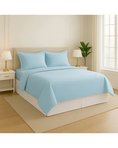 Luxury Home 100% Cotton 4pc Sheet Set In Blue