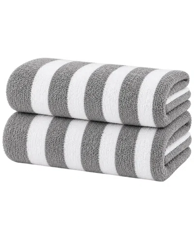 Luxury Home 2-pack Cabana Striped Terry Cloth Beach Towels In Multi