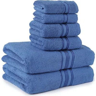 Luxury Home 6-piece Cotton Towel Set In Blue