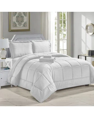 LUXURY HOME LUXURY HOME 8PC DOBBY STRIPE COMFORTER SET