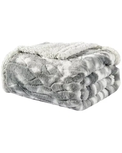 Luxury Home Alaska Sherpa Plush Blanket In Gray
