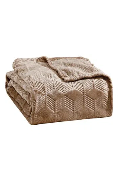 Luxury Home Amrani Embossed Throw Blanket In Brown