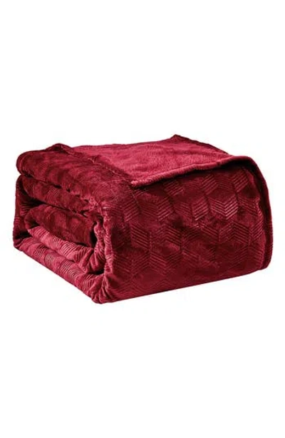 Luxury Home Armani Embossed All-season Blanket In Burgundy