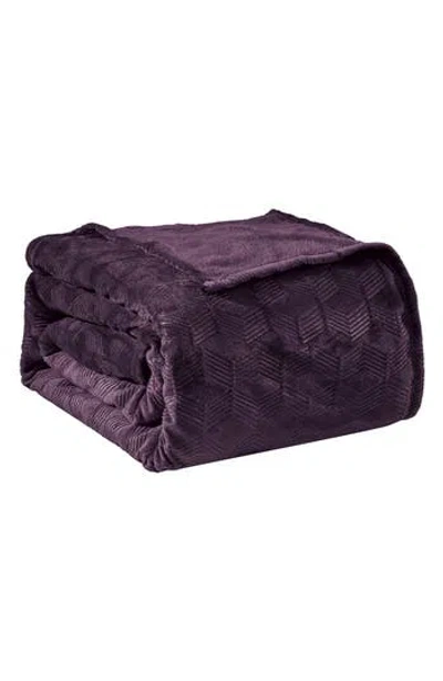 Luxury Home Amrani Embossed Throw Blanket In Purple