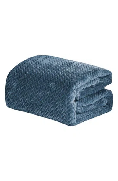 Luxury Home Braided Chevron Microplush Blanket In Blue