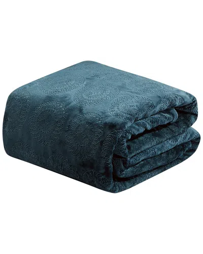 Luxury Home Caesar Embossed Throw Blanket In Blue