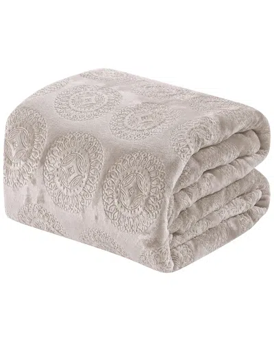 Luxury Home Caesar Embossed Throw Blanket In Brown