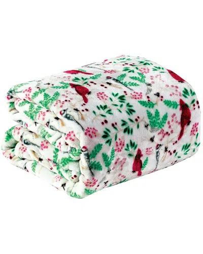 Luxury Home Cardinal Plush Decorative Throw Blanket In Green
