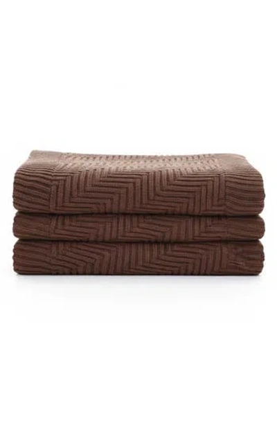 Luxury Home Chevron Knit Throw Blanket In Brown