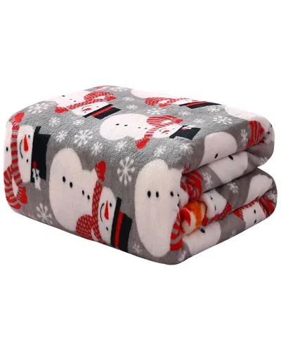 Luxury Home Christmas Snowman Plush Throw Blanket In Multi