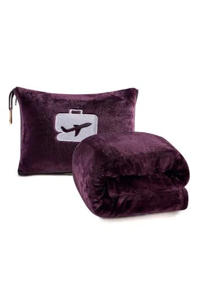 Luxury Home Comfort Fly 2-in-1 Travel Blanket & Pillow In Purple