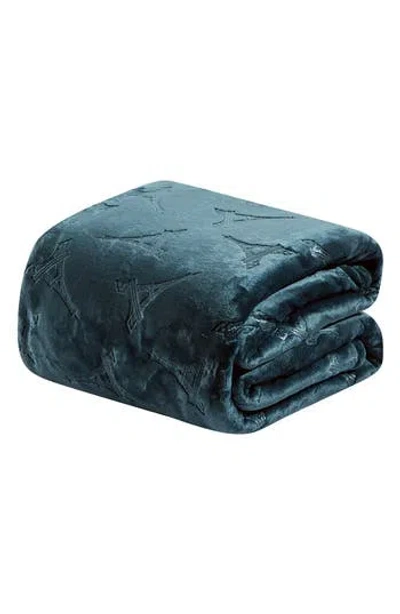 Luxury Home Contemporary Embossed Eiffel Tower Throw Blanket In Blue