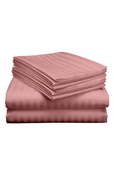 Luxury Home Dobby Stripe Bed Sheet Set In Blush