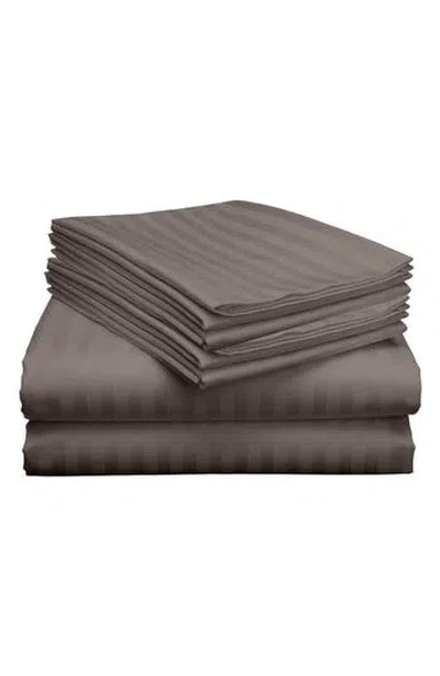 Luxury Home Dobby Stripe Bed Sheet Set In Gray