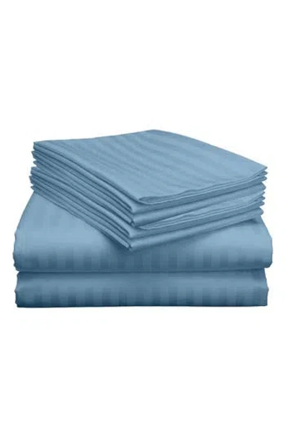 Luxury Home Dobby Stripe Bed Sheet Set In Light Blue