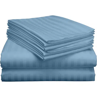 Luxury Home Dobby Stripe Sheet Set In Blue