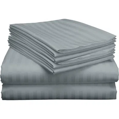 Luxury Home Dobby Stripe Sheet Set In Gray
