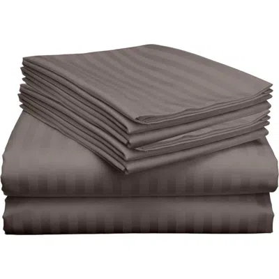 Luxury Home Dobby Stripe Sheet Set In Gray
