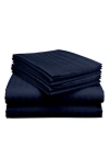 Luxury Home Dobby Stripe Sheet Set In Navy