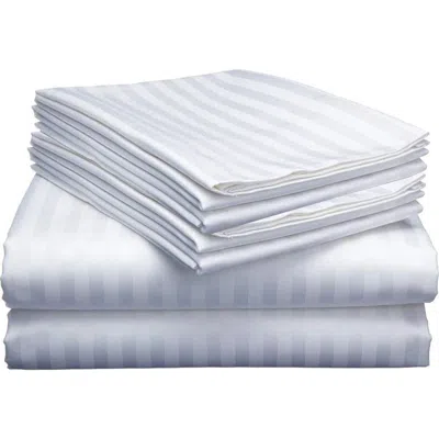 Luxury Home Dobby Stripe Sheet Set In White