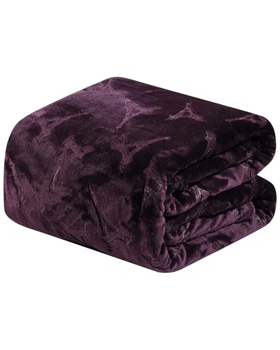 Luxury Home Eiffel Tower Embossed Throw Blanket In Purple